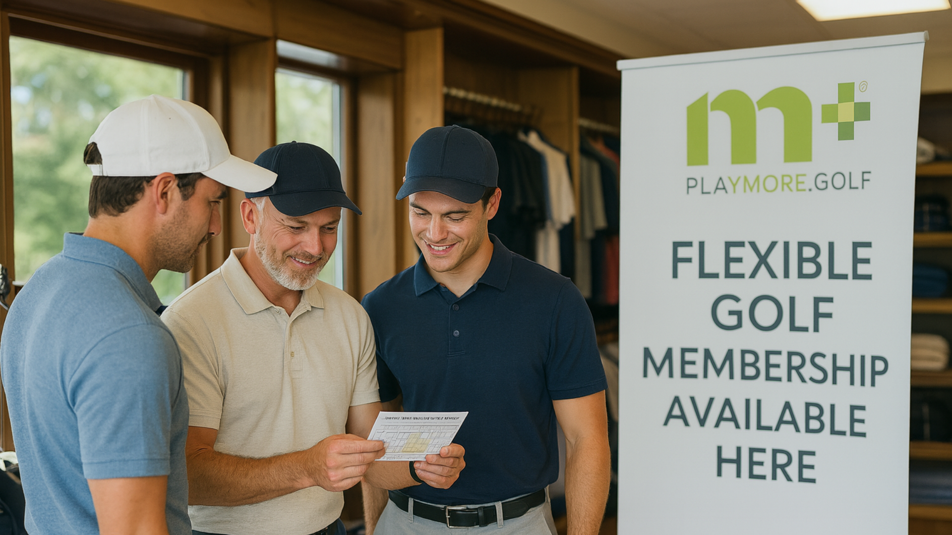 golfers in pro shop looking at points-based membership