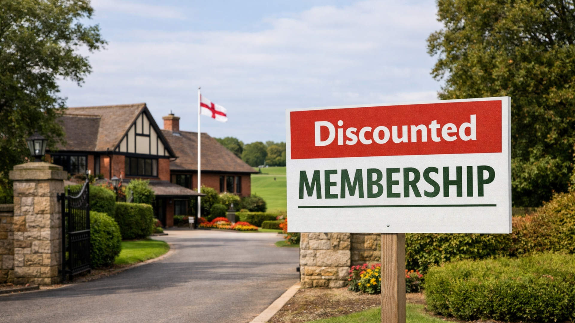 Club with discounted golf membership sign outside