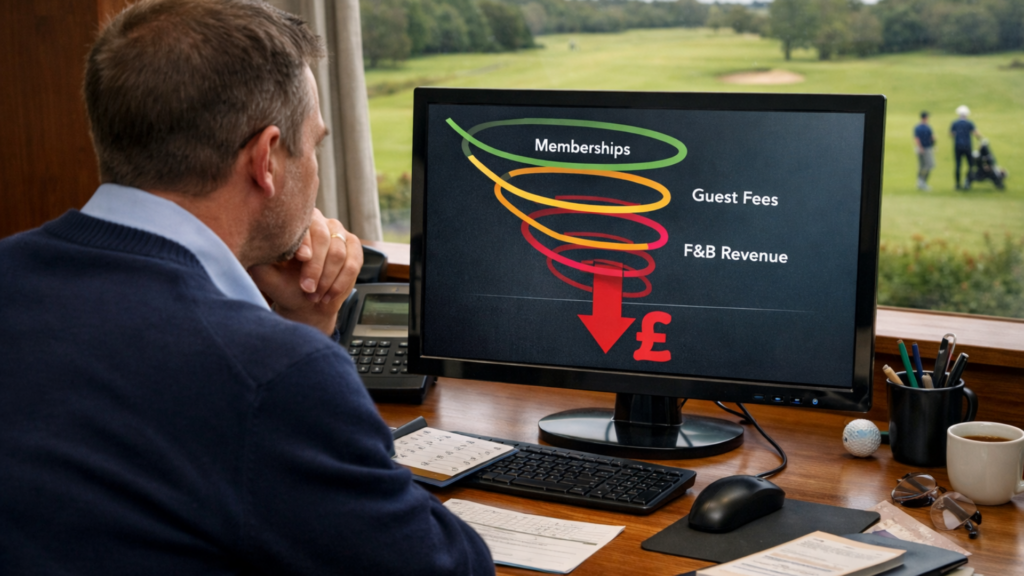 golf club manager looking at their pc screen showing the hidden costs to losing a golf member