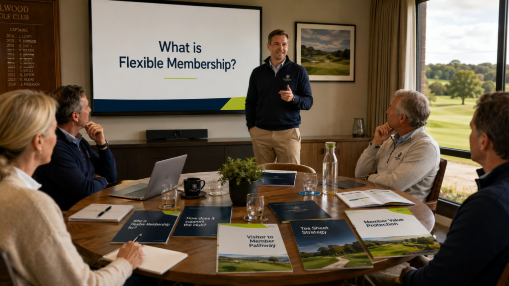 committee meeting launching a flexible membership with playmoregolf