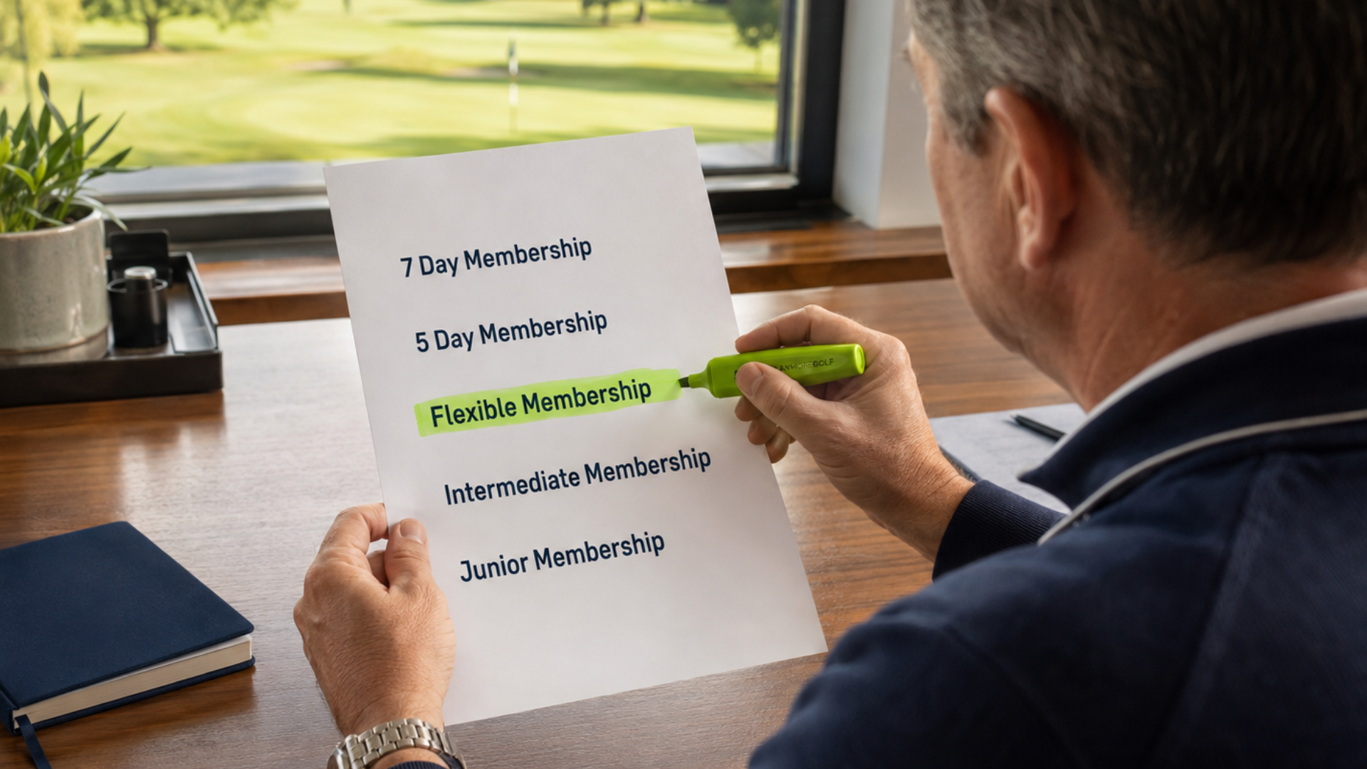 Manager looking at their golf membership categories