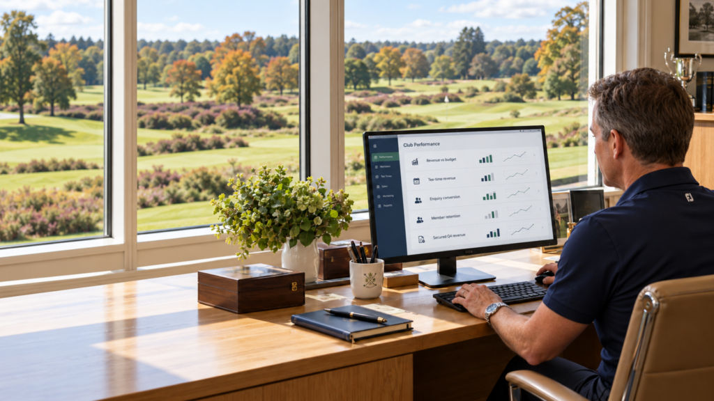 manager reviewing their golf club kpis
