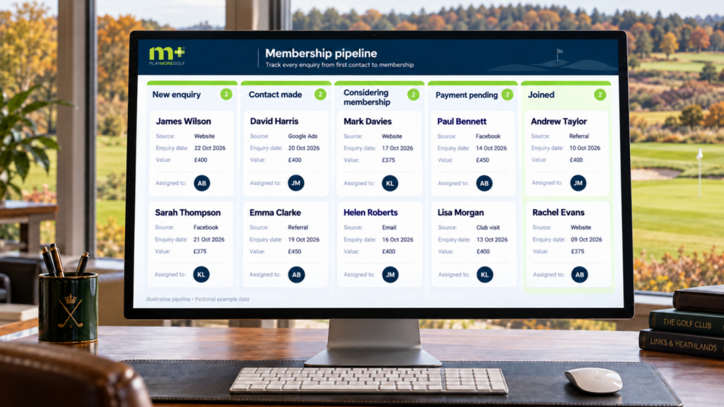 golf membership revenue targets on a crm system